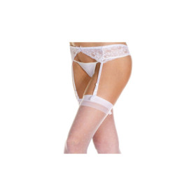 Porte-jarretelles blanc cérémonie avec noeud en voile 